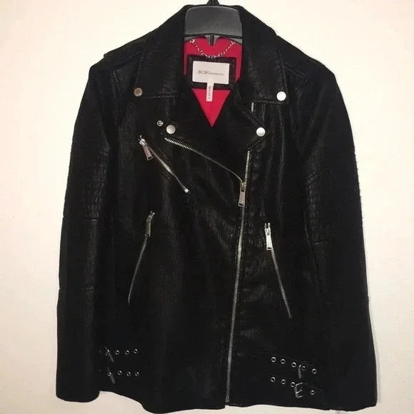BCBGeneration Faux Leather Moto Jacket Size XS